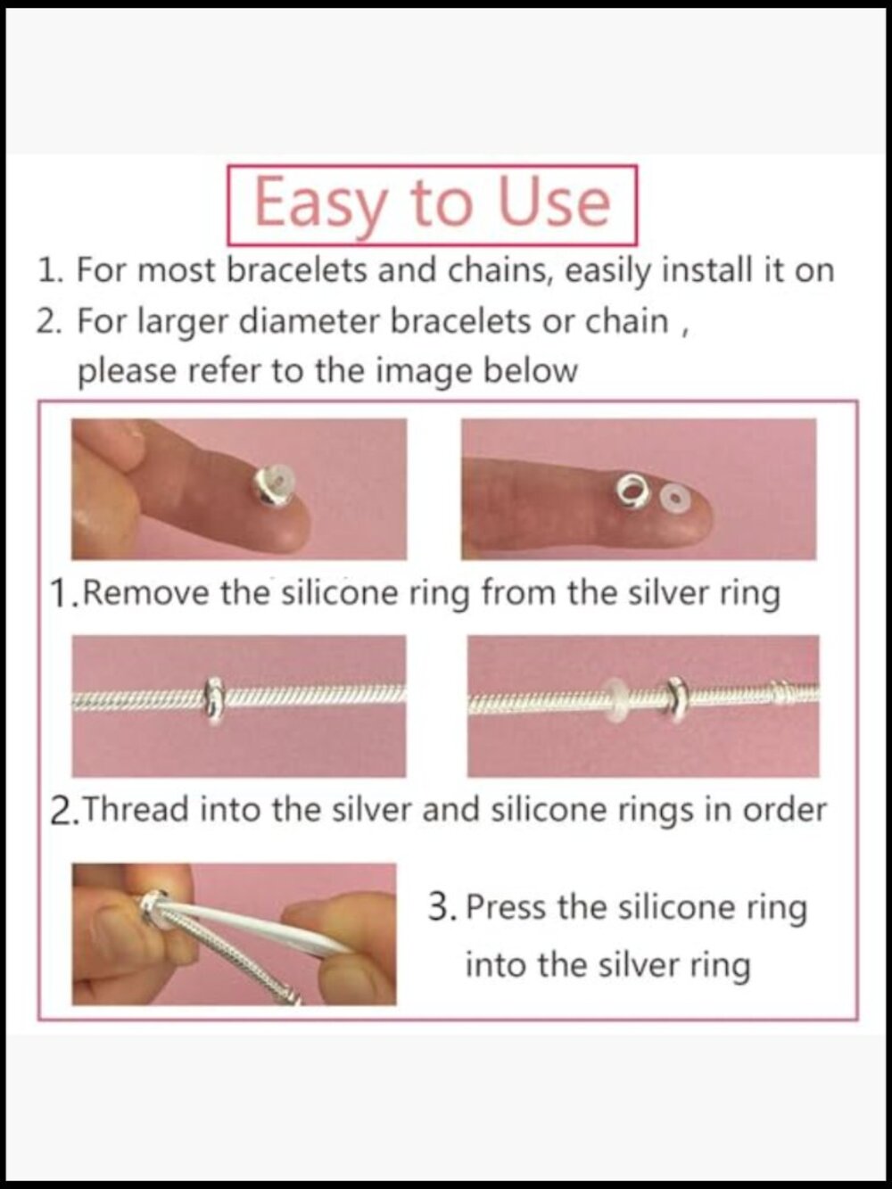 Sterling Silver Rondelle Spacer Bead Charm Stopper For Charm Bracelets 6pcs View 3